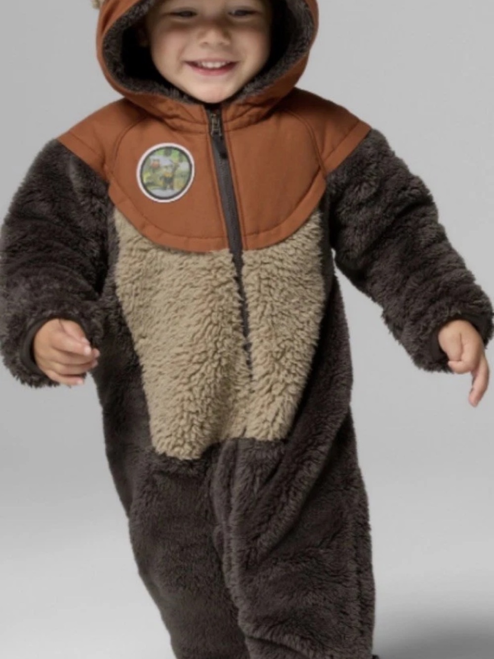 Columbia Star Wars  Ewok Kids Plush Hooded One-Piece in Brown and Tan